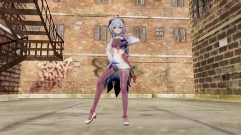 Ganyu Applepie cosplay by guilty_blood posing sexy in stockings on rooftop