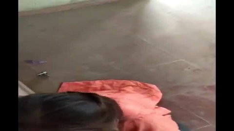Indian bhabhi on floor with red cloth in devar pony play scene