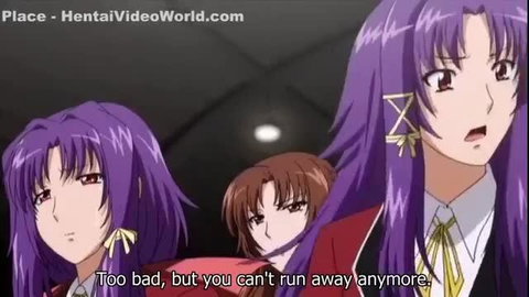 Purple-haired hentai schoolgirls corner prey in Saimin Jutsu Zero
