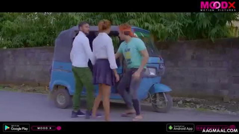 Ooyo Kand hot Indian babe in skirt by blue auto rickshaw MoodX