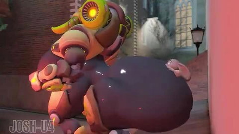 Josh-U4 as curvy purple robot Orisa with huge ass arrested by Judy