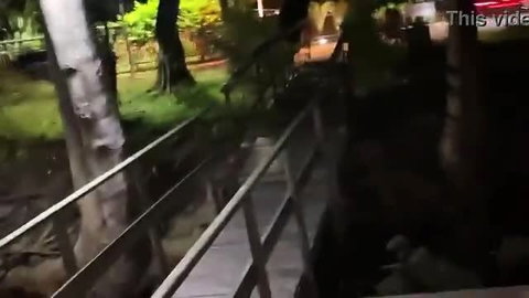 Zoey Monroe on dark bridge at night in Trans Angels pickup scene