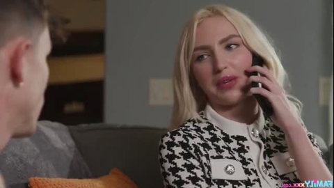 Britt Blair in tweed blazer on phone call, hot stepsister tease