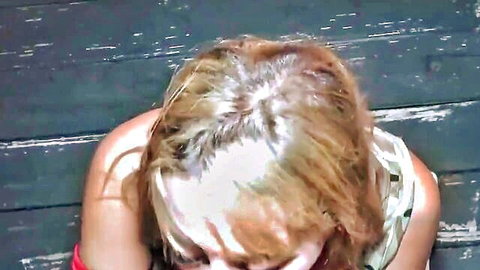 Blonde teen bent over in naughty hide and seek, teasing big ass