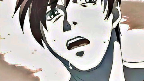 Anime girl with black hair and green eyes, open-mouthed surprise in Bible Black hentai episode 2