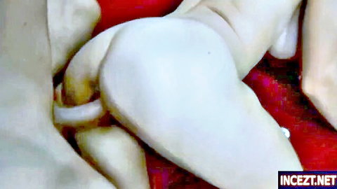 Pale stepdaughter anal penetration by stepdad in doggy style