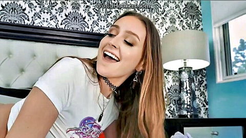 Laney Grey and Tru Kait in playful stepsister pillow fight, Brazzers scene