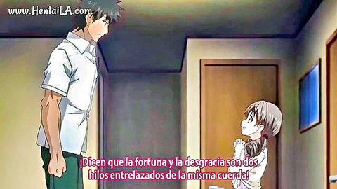 Petite anime girl in white dress gazing up at tall muscular man in hentai scene