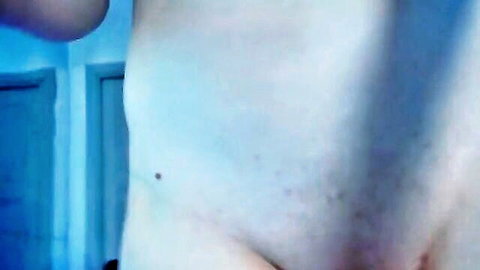 Close-up of amateur cam girl's nude pubic area