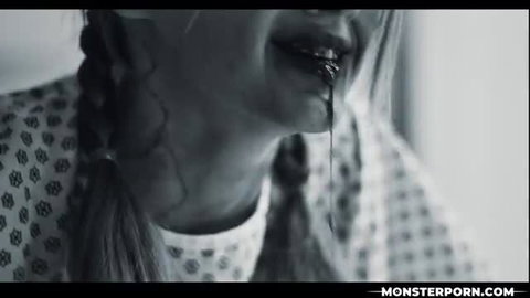 Melody Marks drooling with tears in seductive closeup, Monster Porn