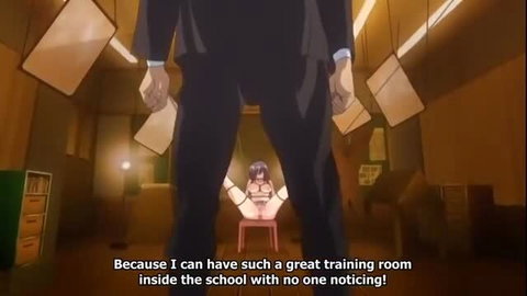 Bondage JAV schoolgirl tied legs spread on chair by suited man