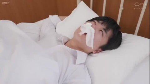 Yui Tenma sick in bed with tissue on face, JAV censored gal thumbnail