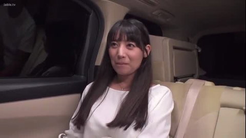 Urumaki Sara in car, plump Japanese wife with bangs and long black hair