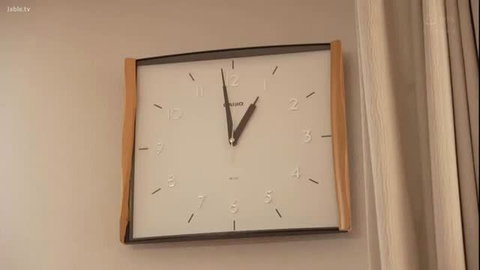 Casio wall clock in cozy room, Yoshina Aoi Iori Hinano JAV thumbnail