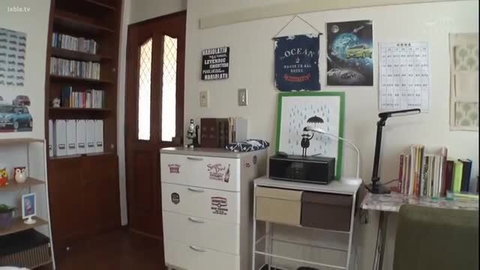 Mio Kimishima's Japanese study room with bookshelves and decor
