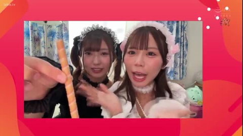 Japanese twin tail maids Aizawa Miyu & Amou Ririka eat pocky playfully