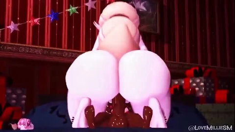 Charlie's huge pink ass fucked by black Inkling boy in theater