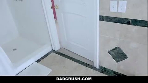 Stepdad spies on pregnant stepdaughter in tiled shower bathroom