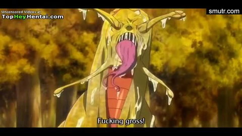 Disgusting yellow tentacle monster with slime dripping from long tongue