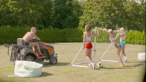 Gina Gerson, Katy Rose & Anabelle in skimpy shorts outdoor soccer tease