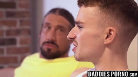 Ryan Jacobs & Darenger: Muscular stepdad disciplines twink stepson closeup