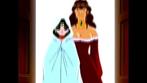 Anime babes in sexy dresses: hooded girl and busty red gown milf