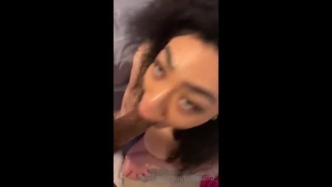 Trillapatra Wockesha close-up POV BBC blowjob face fuck
