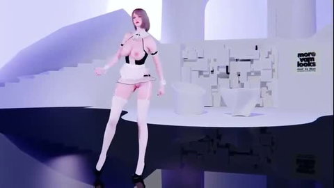 Sexy anime girl in lingerie and stockings dances nude Hello Venus Wiggle Wiggle
