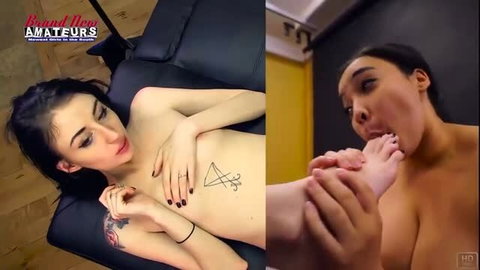 Olyssia nude tattooed tits & Raquel foot fetish lesbian webcam show