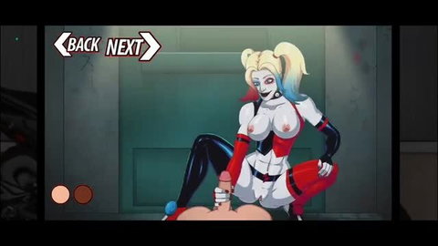 Harley Quinn sucking and riding cock in sexy latex costume