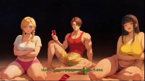Auhneesh Nicole in I Love Your Wife pt3: busty blonde & brunette in bikinis play cards with hunk