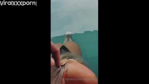 Stefanie Knight's wet bikini ass grabbed poolside tease