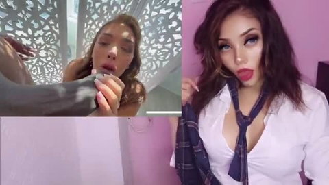 Tetona voluptuous babe sucking giant BBC closeup