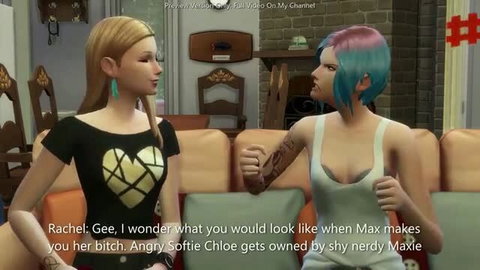 Rachel taunts angry tattooed Chloe in Sims 4 adult scene