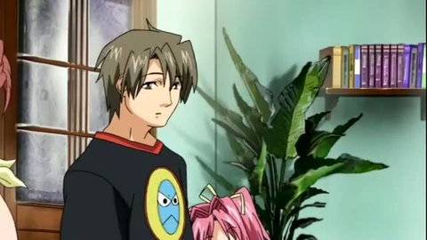 Anime guy in black hoodie with pink-haired girl in room, JAV style thumbnail