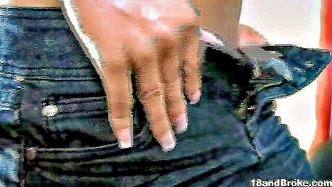 Dahlia hot amateur teen teasing with hand in unbuttoned jeans