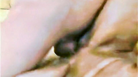 Dirty old granny's hairy pussy penetrated by thick dark cock close-up