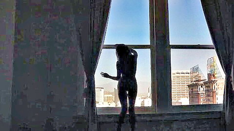 Allie Haze nude silhouette from behind, sexy milf by window