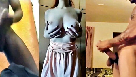 Redhead beauty with huge tits in pink skirt teases in jerk off challenge