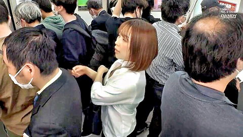 Japanese woman teases with ass in crowded train JAV scene