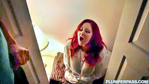 Eliza Allure redhead BBW performing oral sex in Plumper Pass scene