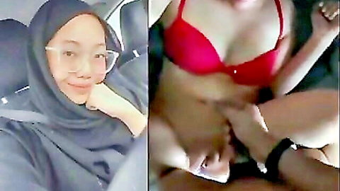 Malay woman in hijab and red bra getting fucked intimately