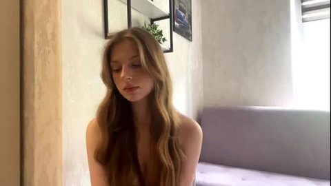 Nidarauhecker nude solo, topless blonde with bangs posing seductively
