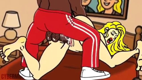 Blonde toon wife cheats with BBC, balls-deep pounding on bed