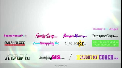 Family Swap & Cheating Sis adult site promo with new series thumbnails