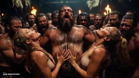Viking warriors and busty blondes in wild nude pre-fuckfest tease orgy