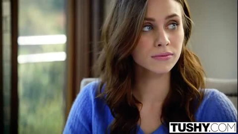 Anya Olsen in blue sweater, sexy gaze, Tushy.com thumbnail