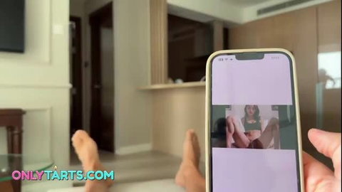 Katty West Petite Teen POV Phone View of Her Legs Spread in Hotel Room