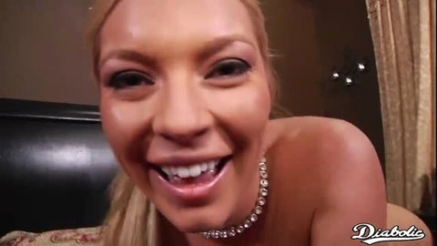 Ally Kay smiling topless closeup in Zero Tolerance adult video