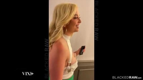 Lexi Lore in sexy white halter top and green skirt from Blacked Raw